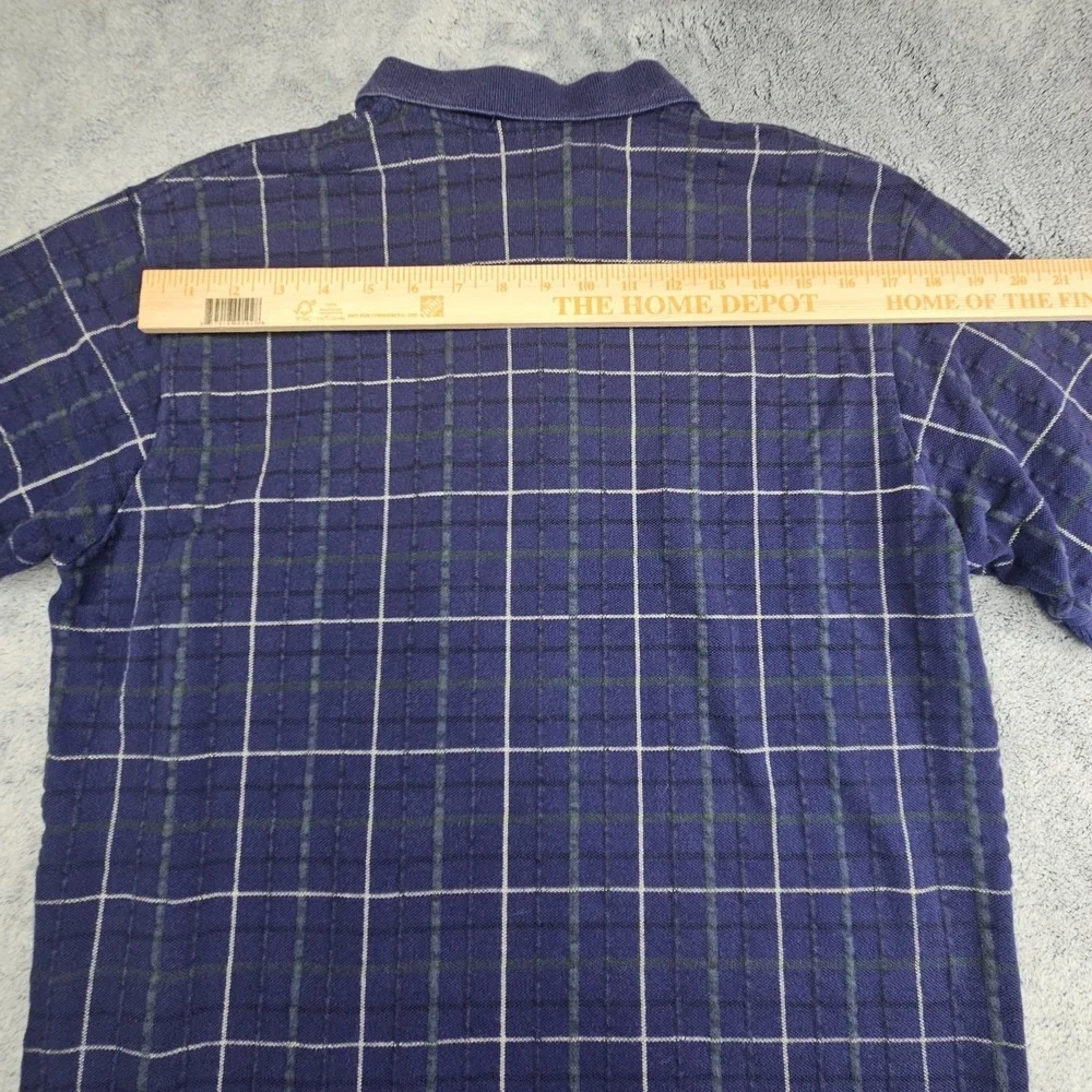 Vintage Polo Ralph Lauren Mens Large Windowpane Plaid Polo Shirt Made In USA Ivy